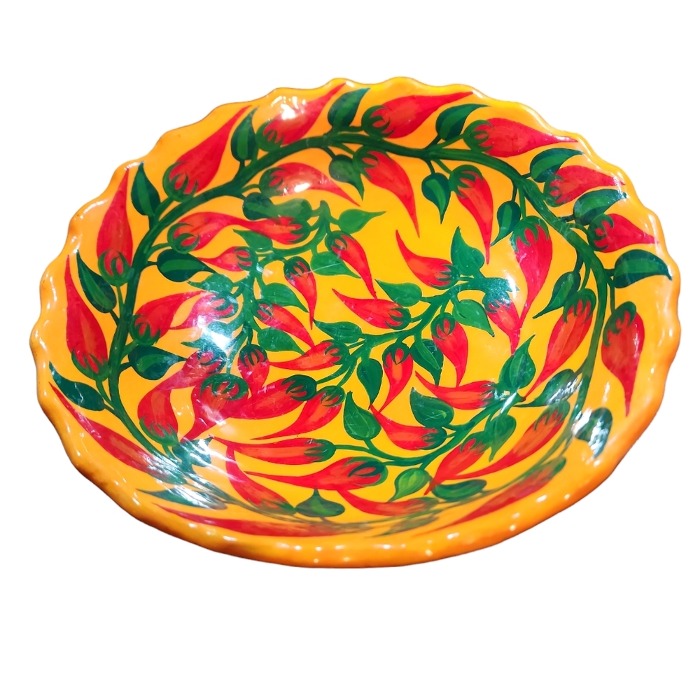 Red hot Chile pepper footed bowl